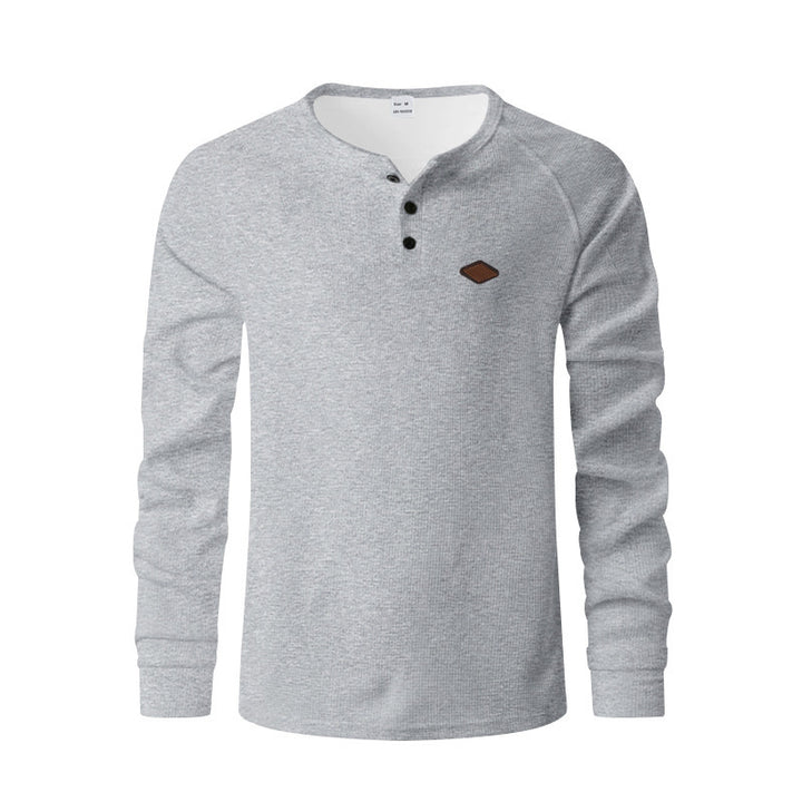 Men's long sleeve t-shirt with button placket and cotton blend Lune London