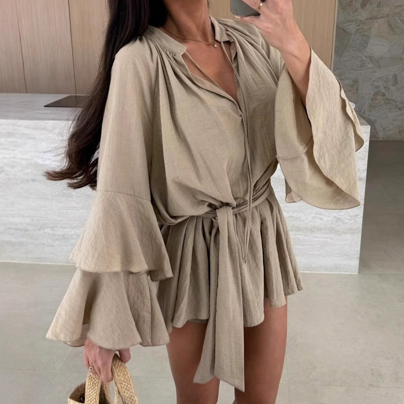 Haut Kaftan Aéré pour Femmes avec Manches Amples et Ceinture à la Taille Chic & Stil