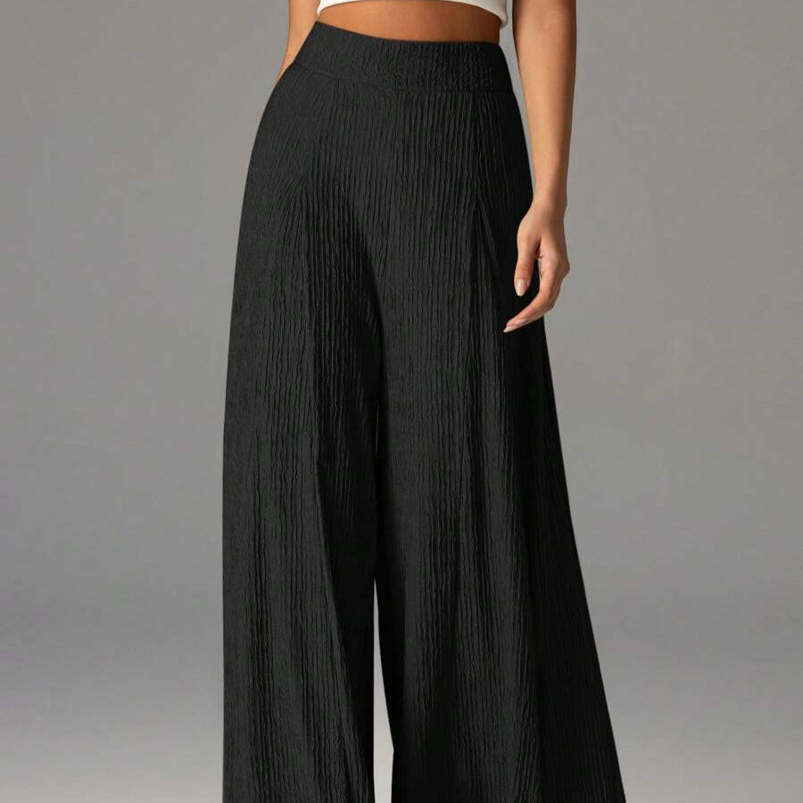 Wide pleated pants for women with high waist and elastic waistband Lune London