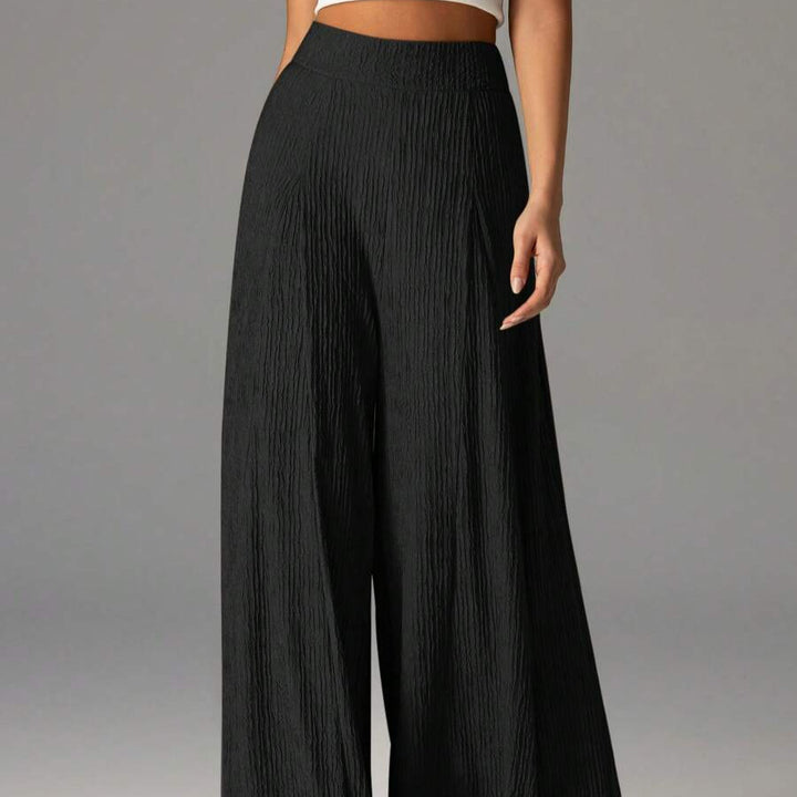 Wide pleated pants for women with high waist and elastic waistband Lune London