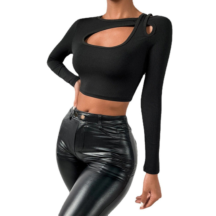 Chic & Stil Women's Crop Top with Asymmetrical Cut Design