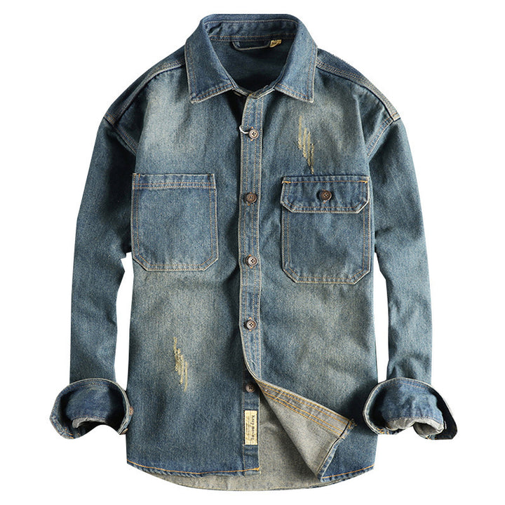 Men's denim shirt with flap pockets and vintage design Lune London