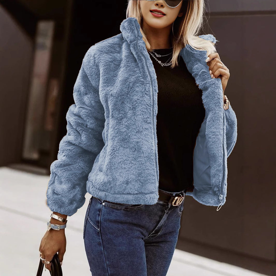 Lune London | Soft Women's Teddy Bomber Jacket with Zipper