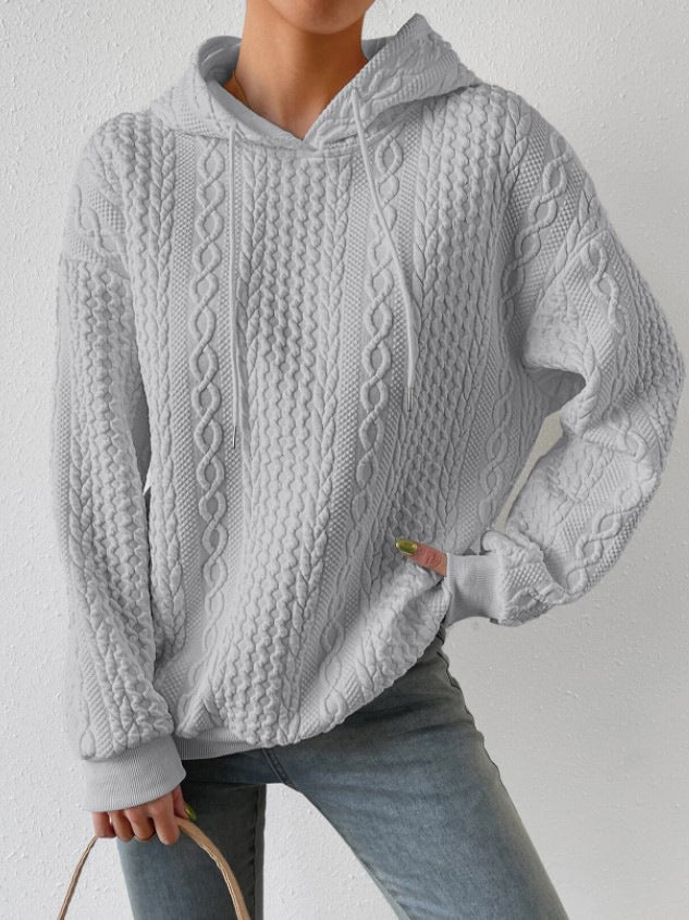 Casual knitted sweater for women with hood and textured design Lune London