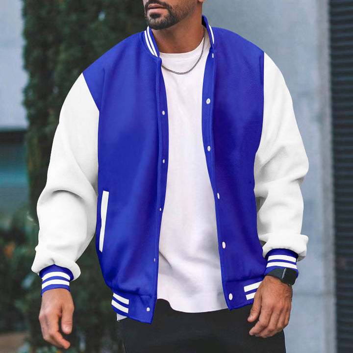Men's Varsity Jacket with Contrast Sleeves and Side Pockets Lune London