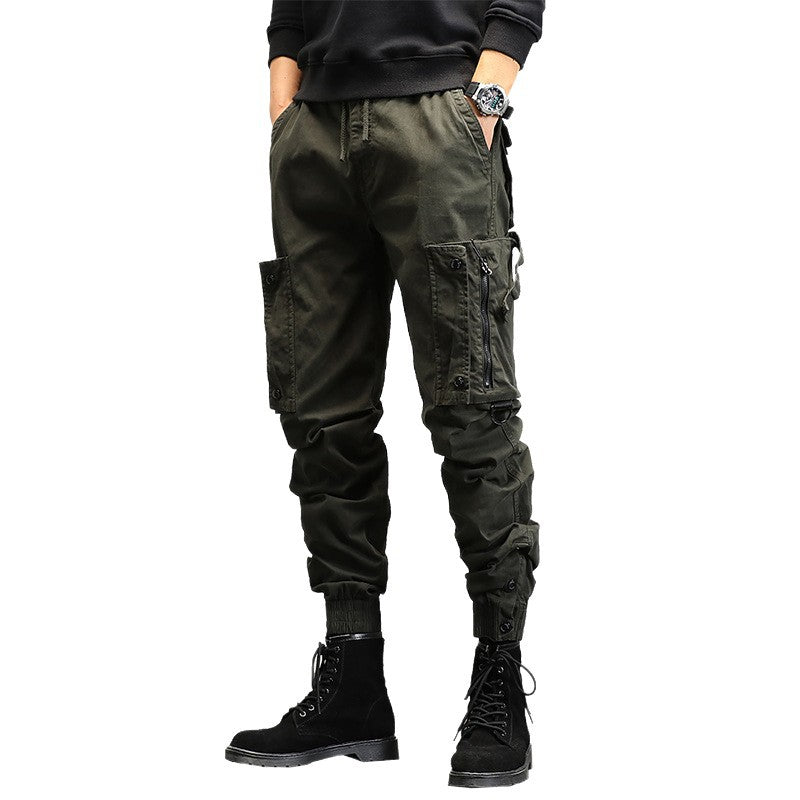 Men's cargo pants with stylish zip pockets and elastic waistband Lune London