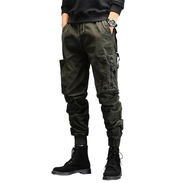 Men's cargo pants with stylish zip pockets and elastic waistband Lune London