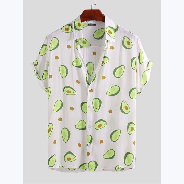 Short-sleeved shirt for men with fresh avocado pattern Lune London