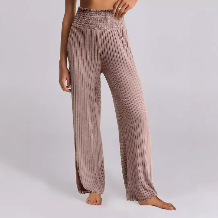 Lune London Wide Ribbed Palazzo Pants for Women