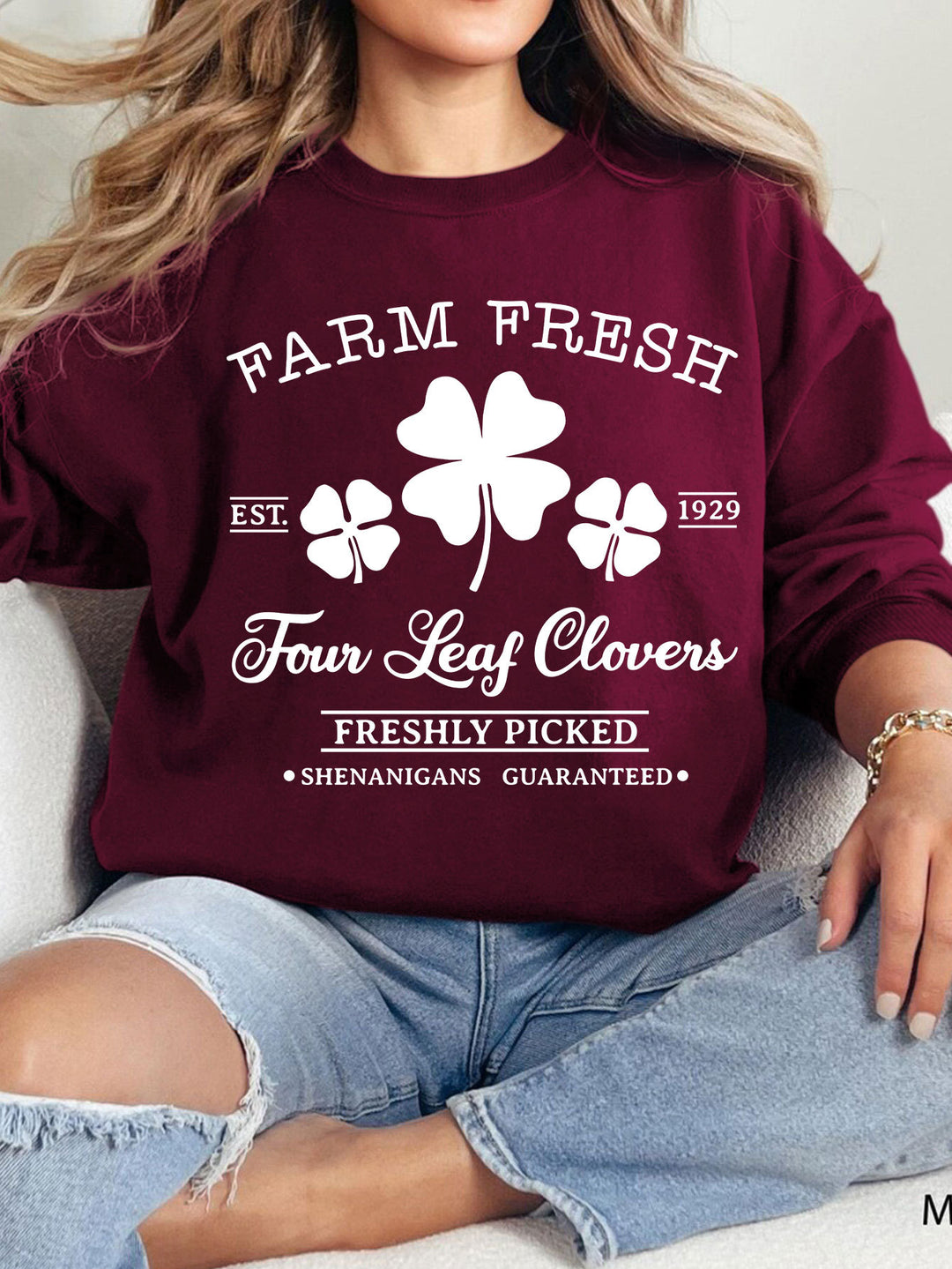 Sweat-shirt de loisirs pour femmes avec motif de trèfle inspiré du vintage et coupe confortable Chic & Stil