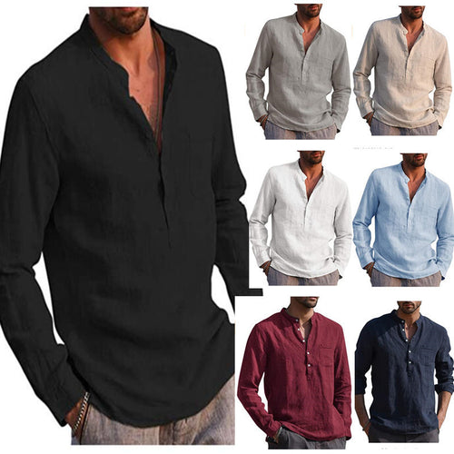Classic Henley collar shirt for men with chest pocket Lune London
