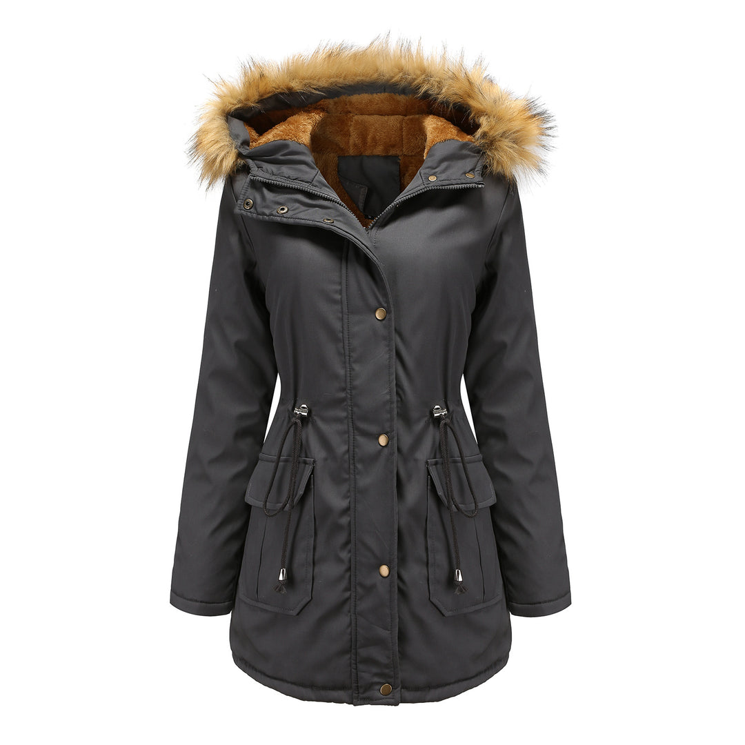 Ladies warm outdoor parka with removable hood and luxurious faux fur Lune London