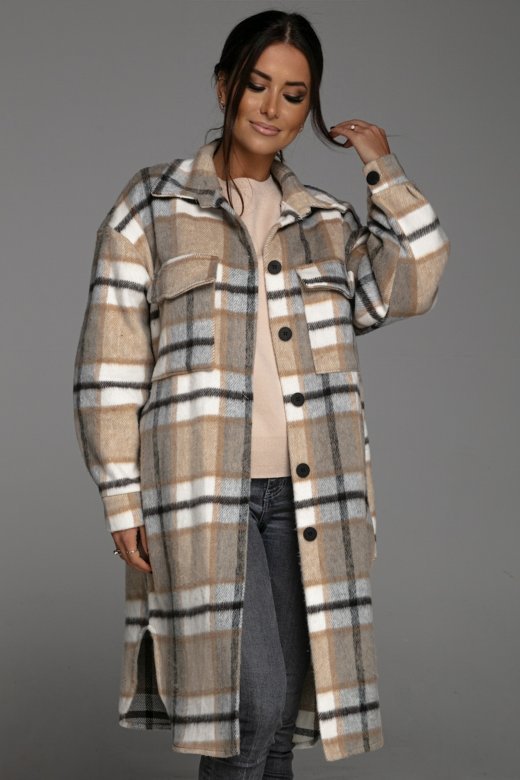 Ladies Plaid Long Coat Lune London