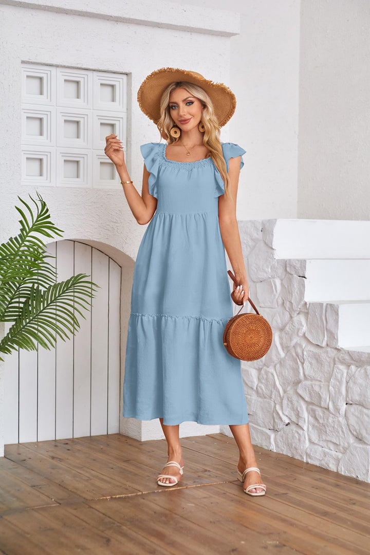 Maxi dress for women with ruffle details Lune London