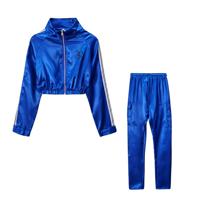Women's sporty tracksuit set with cropped jacket and jogger pants Lune London