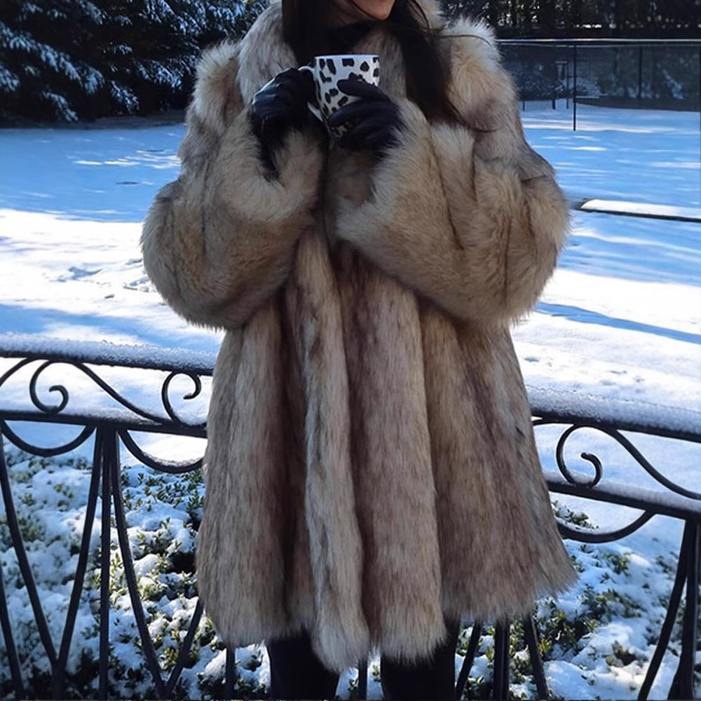 Ladies Comfortable Faux Fur Coat Lune London