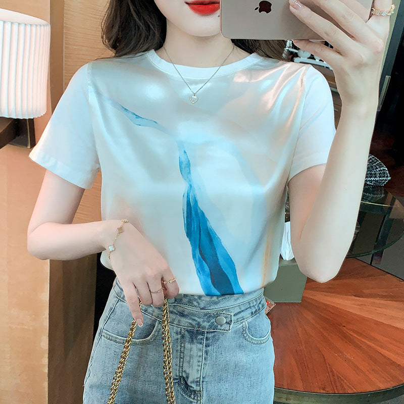 T-shirt pour femmes avec imprimé aquarelle créatif et coupe décontractée Chic & Stil