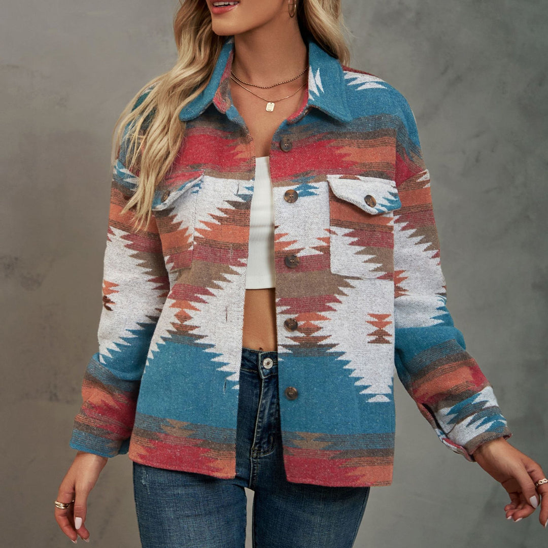 Summer shirt for women in high-quality wool blend with a trendy pattern and practical pockets Lune London