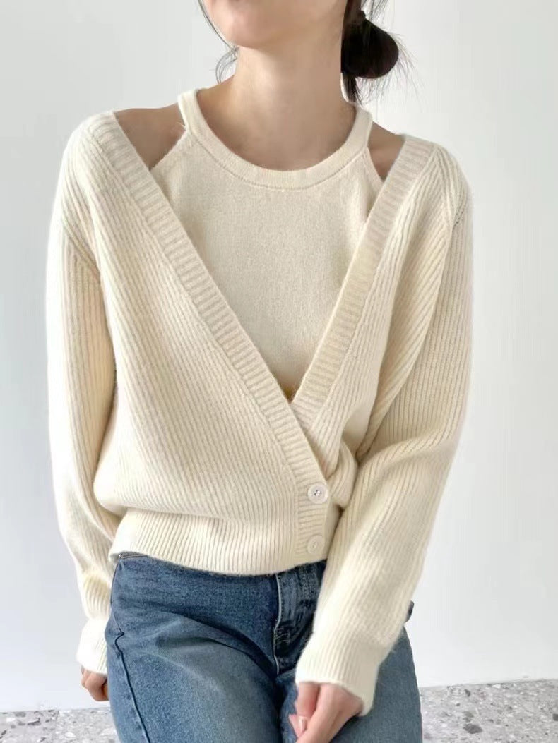 Knitted jacket for women with open cut and ribbed structure Lune London