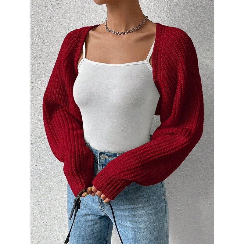 Casual knitted cardigan for women with open front and long sleeves Lune London