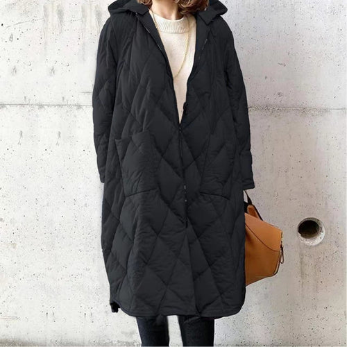 Ladies quilted transition jacket with hood and practical pockets Lune London