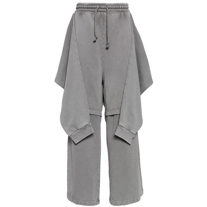 Women Oversized Leisure Pants with Side Inserts and Elastic Waist Lune London