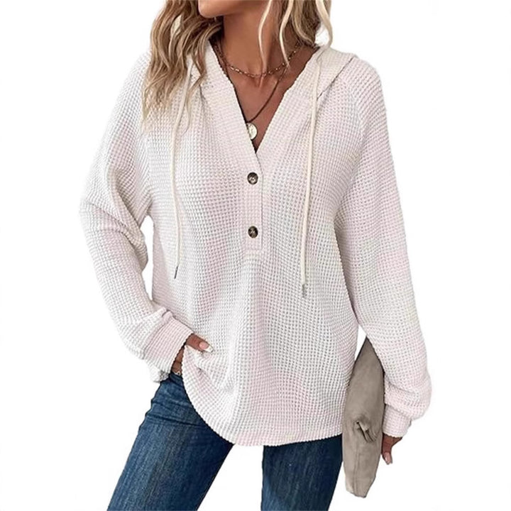 Ladies hooded sweatshirt in waffle texture Lune London