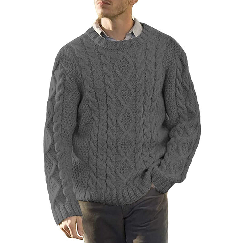 Men's Chunky Knit Sweater with Classic Cable Pattern Lune London