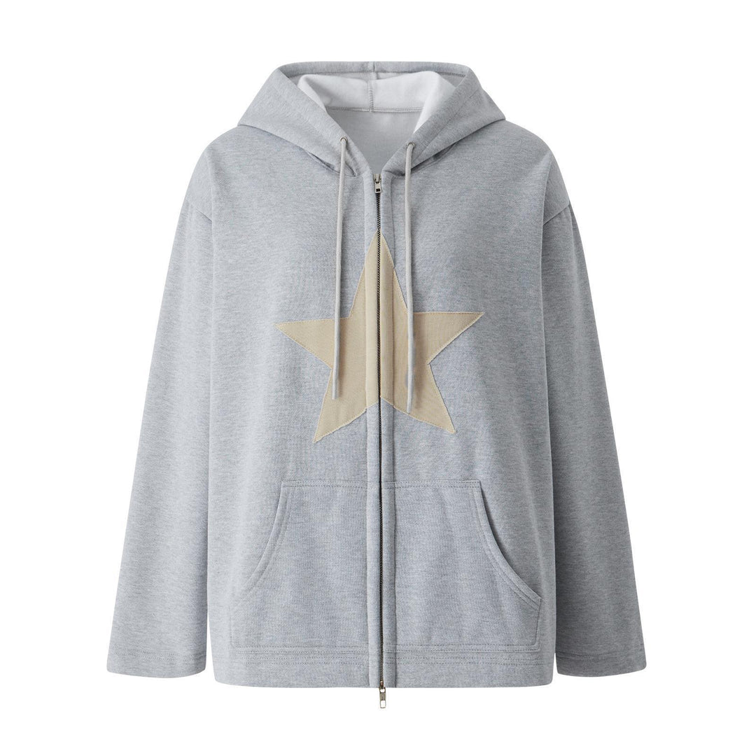 Women Large hoodie with star appliqué and zipper Lune London