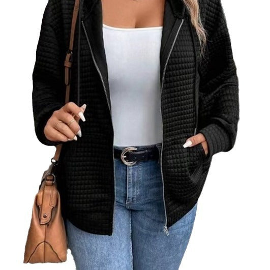 Ladies zippered quilted jacket with kangaroo pocket Lune London