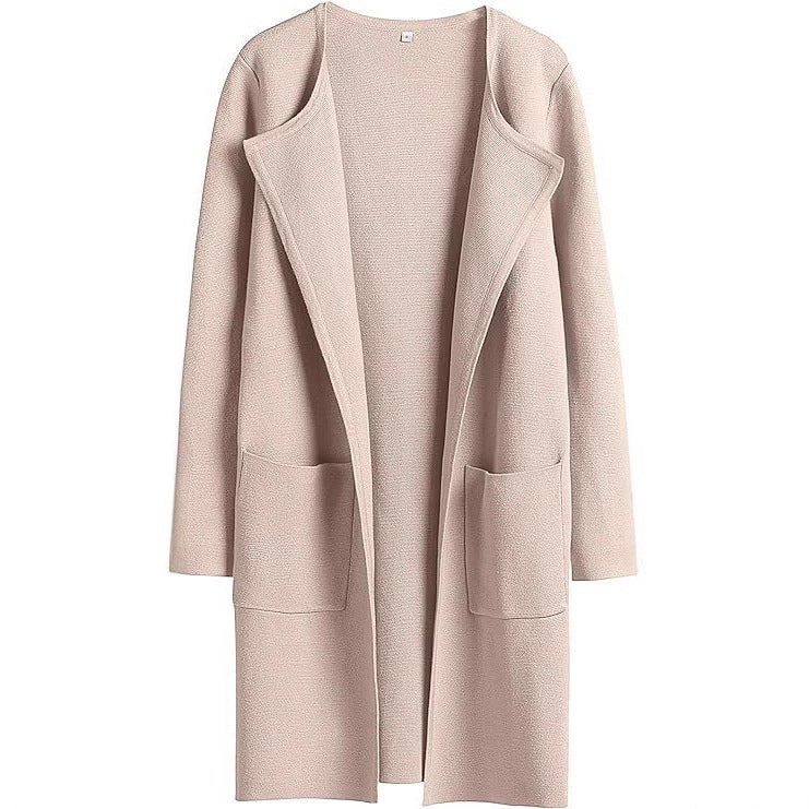Lune London Women's Open Front Knitted Jacket with Practical Pockets