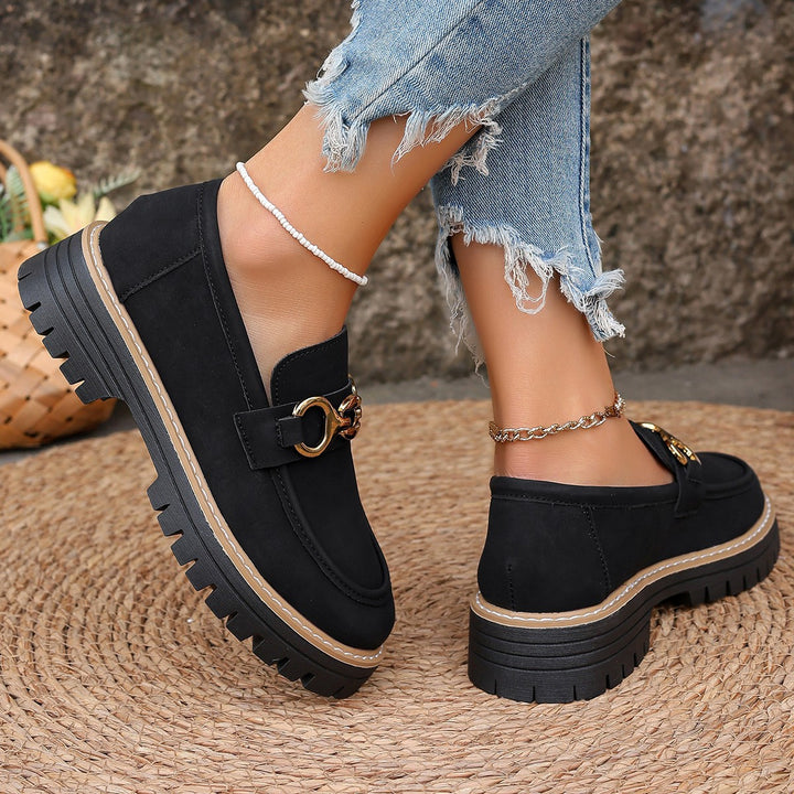 Women Stylish Loafers with trendy gold accent and comfortable profile sole Lune London