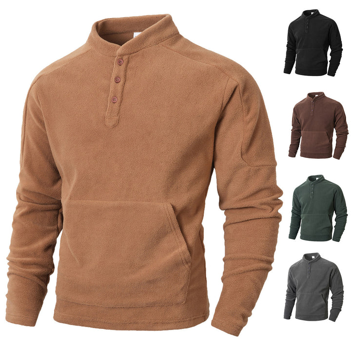 Cozy fleece sweater for men with button placket Lune London