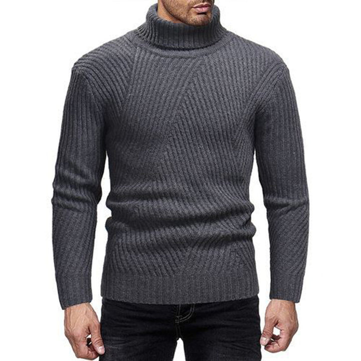 Knitted sweater for men with modern turtleneck and textured look Lune London