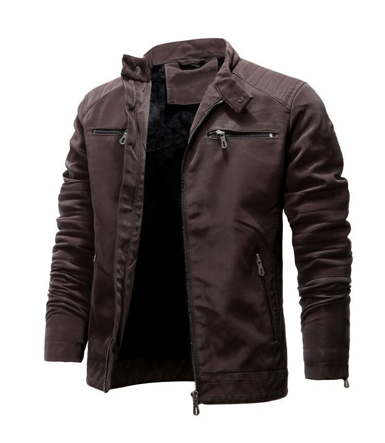 Men's sporty leather jacket with padded inner lining Lune London
