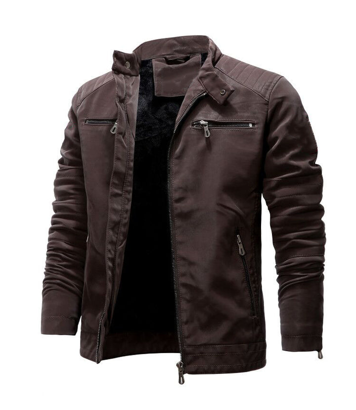 Men's sporty leather jacket with padded inner lining Lune London