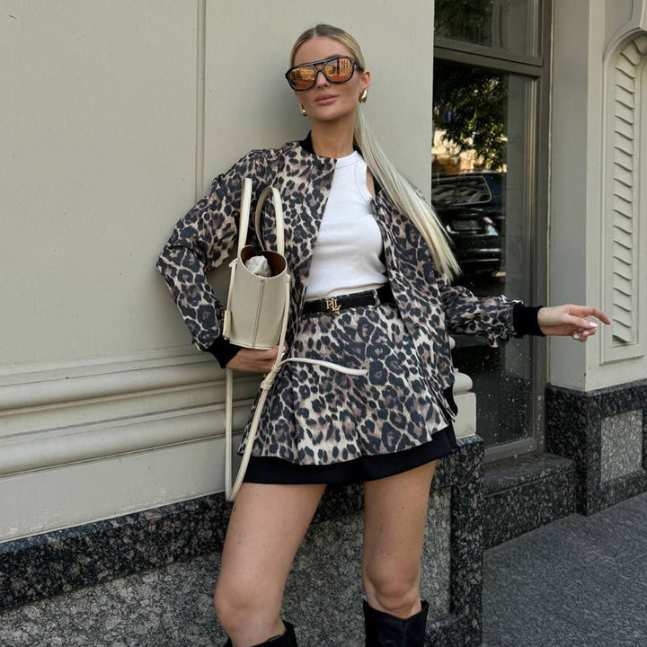 Women's set consisting of a leopard print jacket and a Lune London skirt