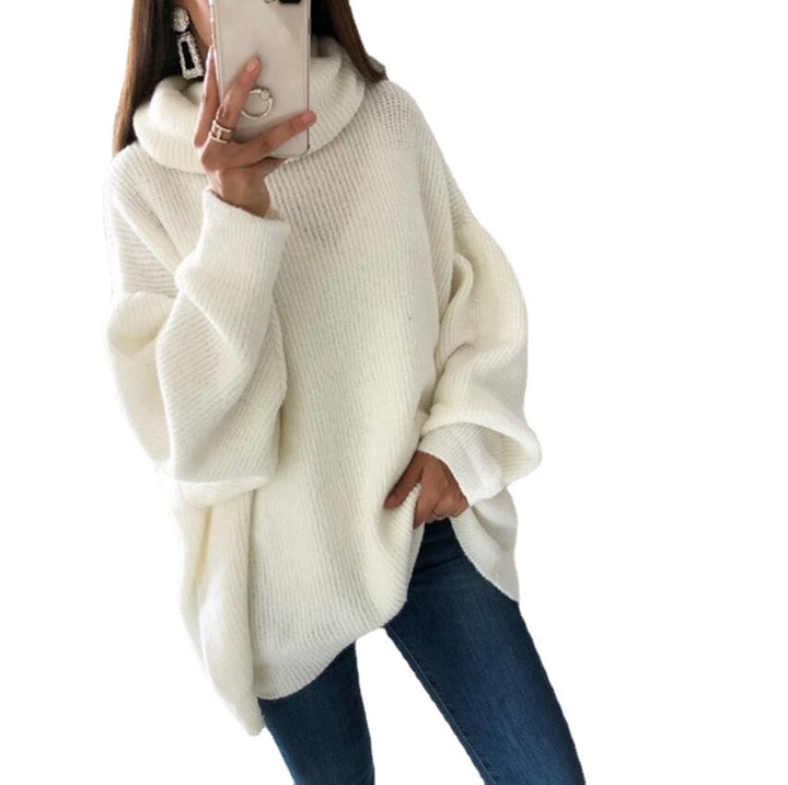 Ladies Large knitted sweater with high collar and relaxed fit Lune London