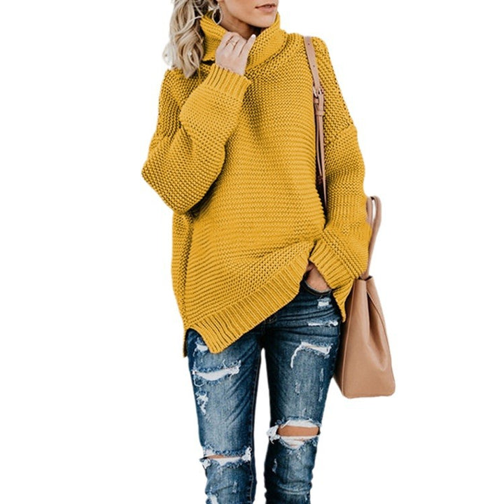 Women Oversized Chunky Knit Sweater with High Collar Lune London