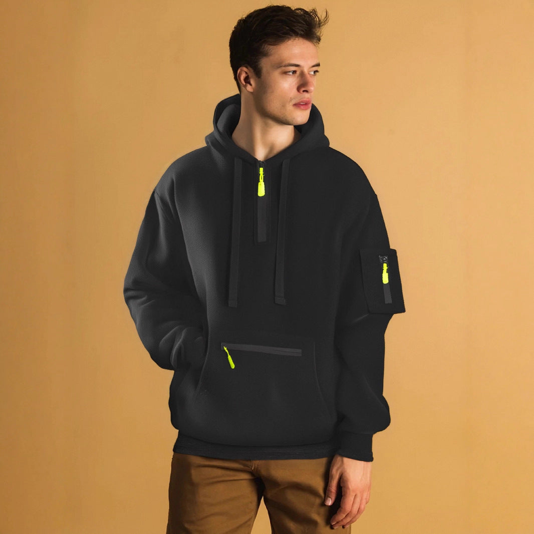 Trendy men's hoodie with innovative zipper elements Lune London