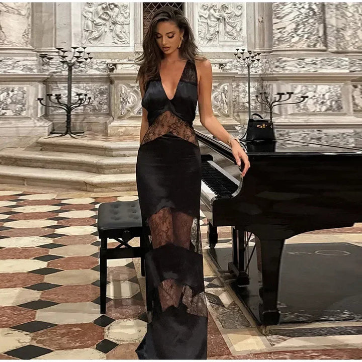 Robe Maxi Élégante pour Femmes avec Finesse en Dentelle Séductrice Chic & Stil