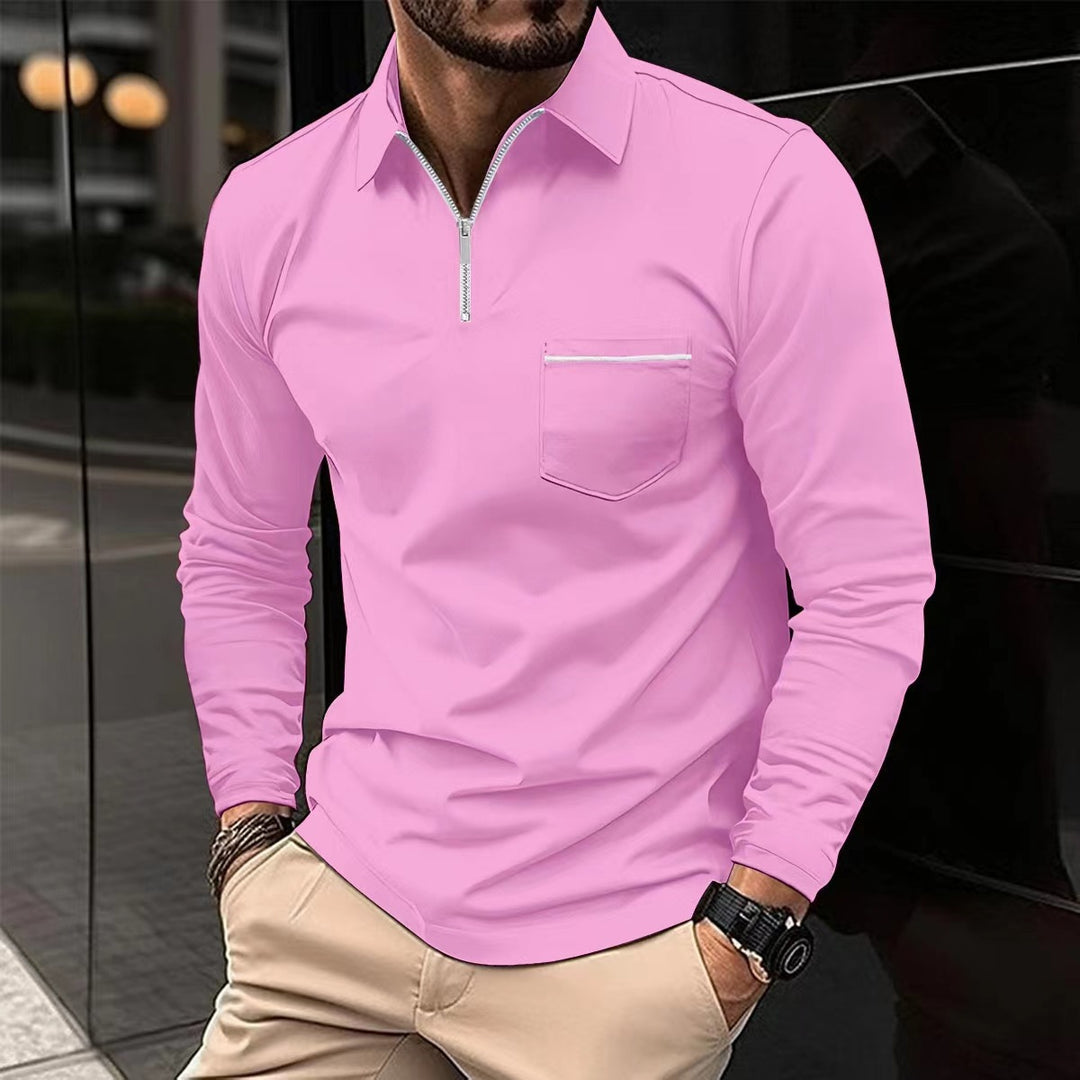 Men's long sleeve shirt with zipper and chest pocket Lune London