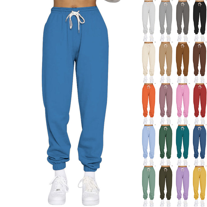 Sporty high-waisted jogger pants for women with drawstring Lune London