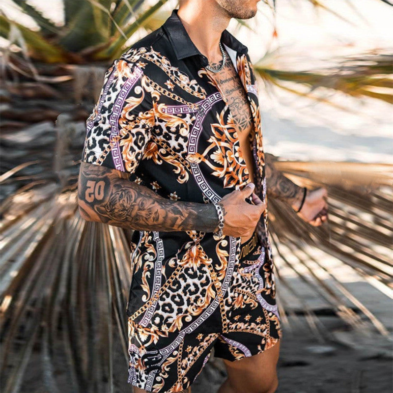Men's Short Sleeve Tropical Print Set Lune London