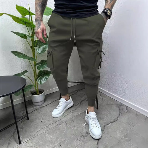 Fashionable cargo jogger pants for men with practical pockets and elastic waistband Lune London