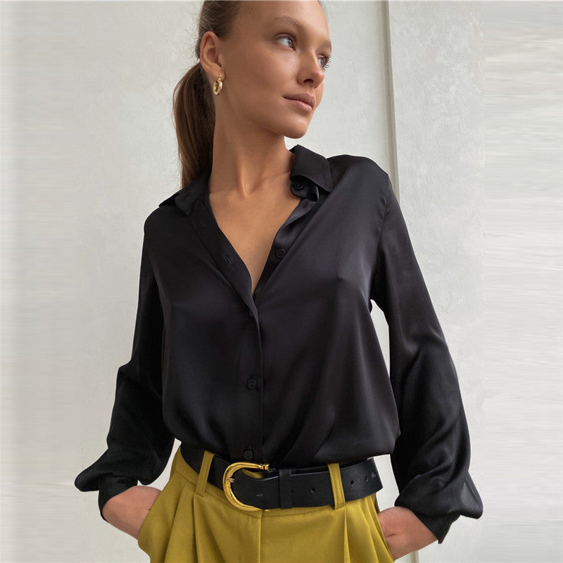 Chemisier en soie élégante pour femmes avec patte de boutonnage Chic & Stil