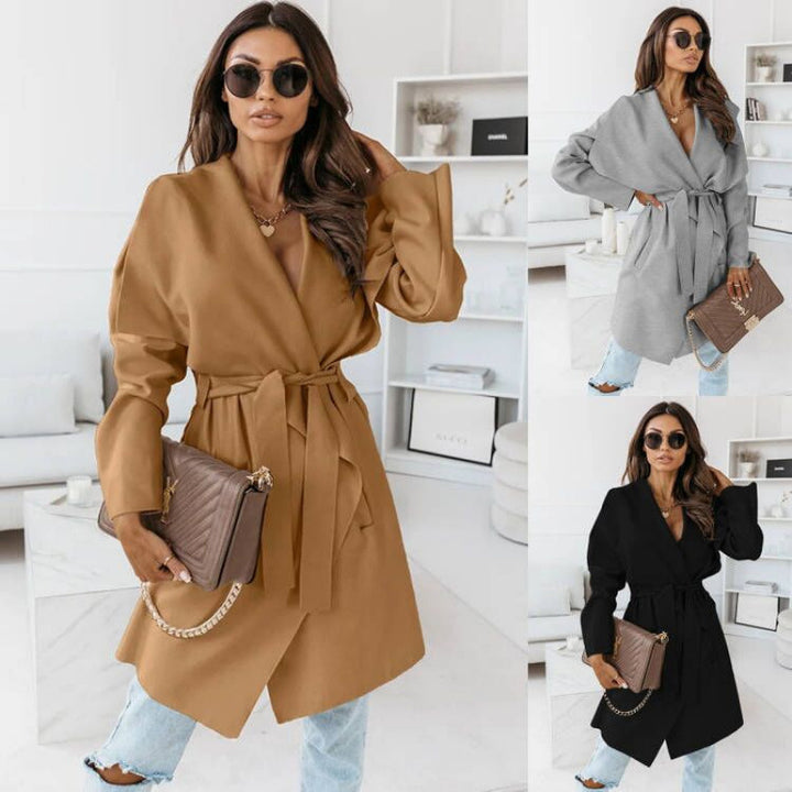 Lune London oversized casual coat for women with a tie belt