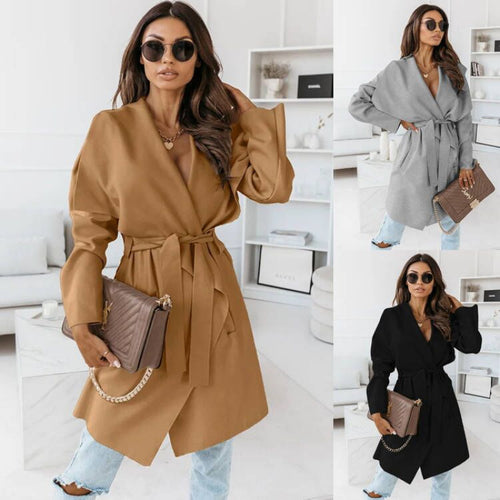 Lune London oversized casual coat for women with a tie belt