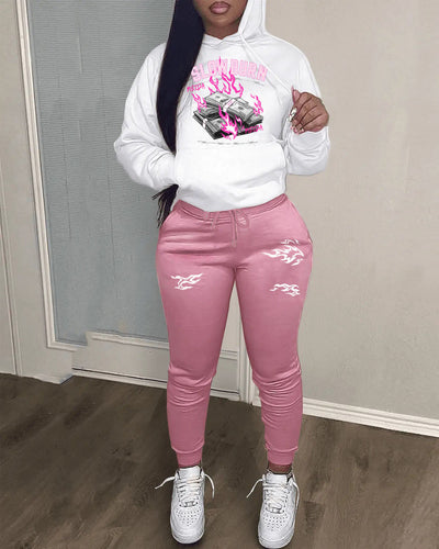 Women's hoodie and jogger pants set with a captivating graphic design Lune London