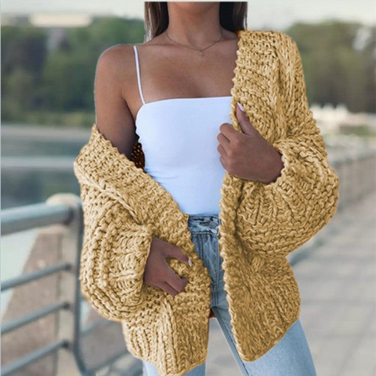 Ladies chunky knit cardigan with oversized sleeves and a relaxed fit Chic and Still